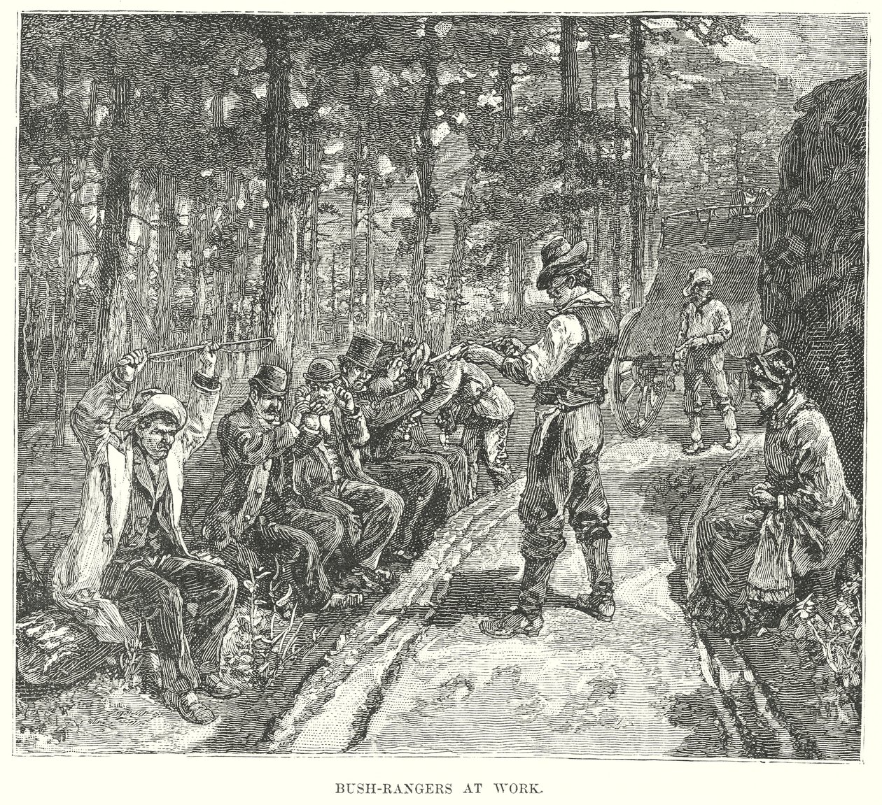Les gardes forestiers au travail (gravure) - English School