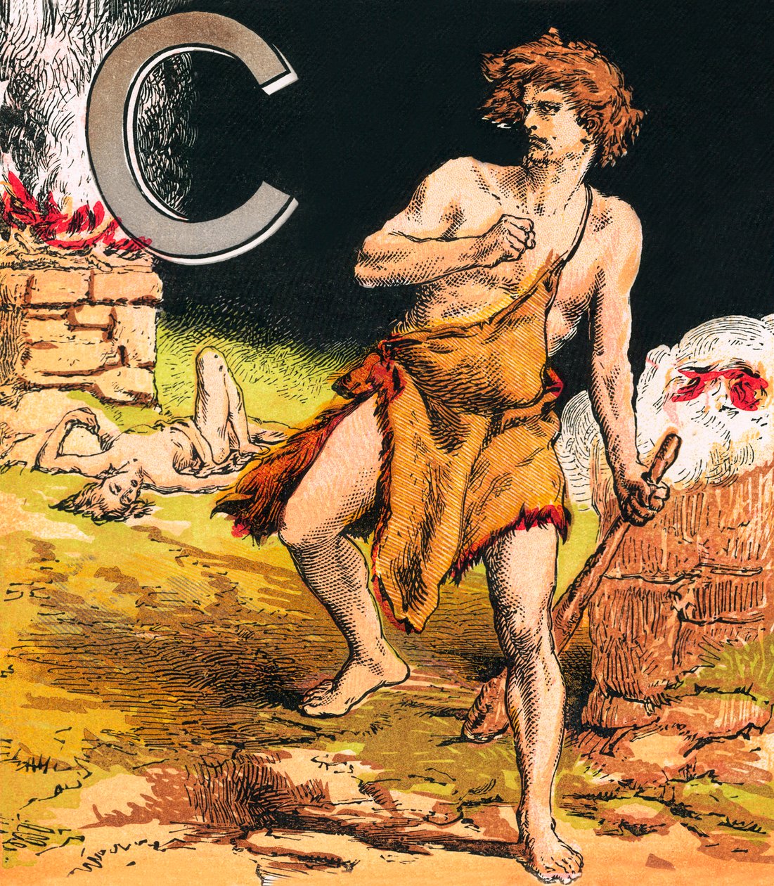 Cain (colour litho) - English School
