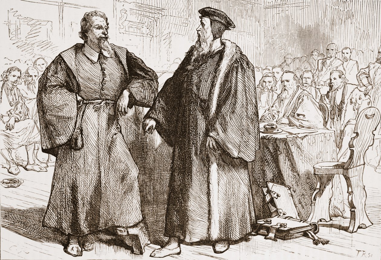 Calvin et Servet devant le Conseil de Genève, illustration de L