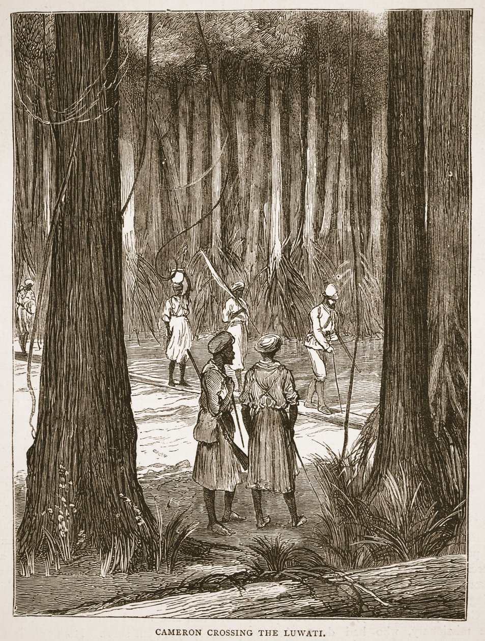 Cameron traversant le Luwati, illustration de l