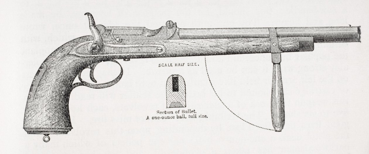 Carabine et projectile du capitaine Burton, de La Vie du capitaine Sir Richard Burton, Volume II par Isabel Burton (1831-96) publié en 1893 - English School