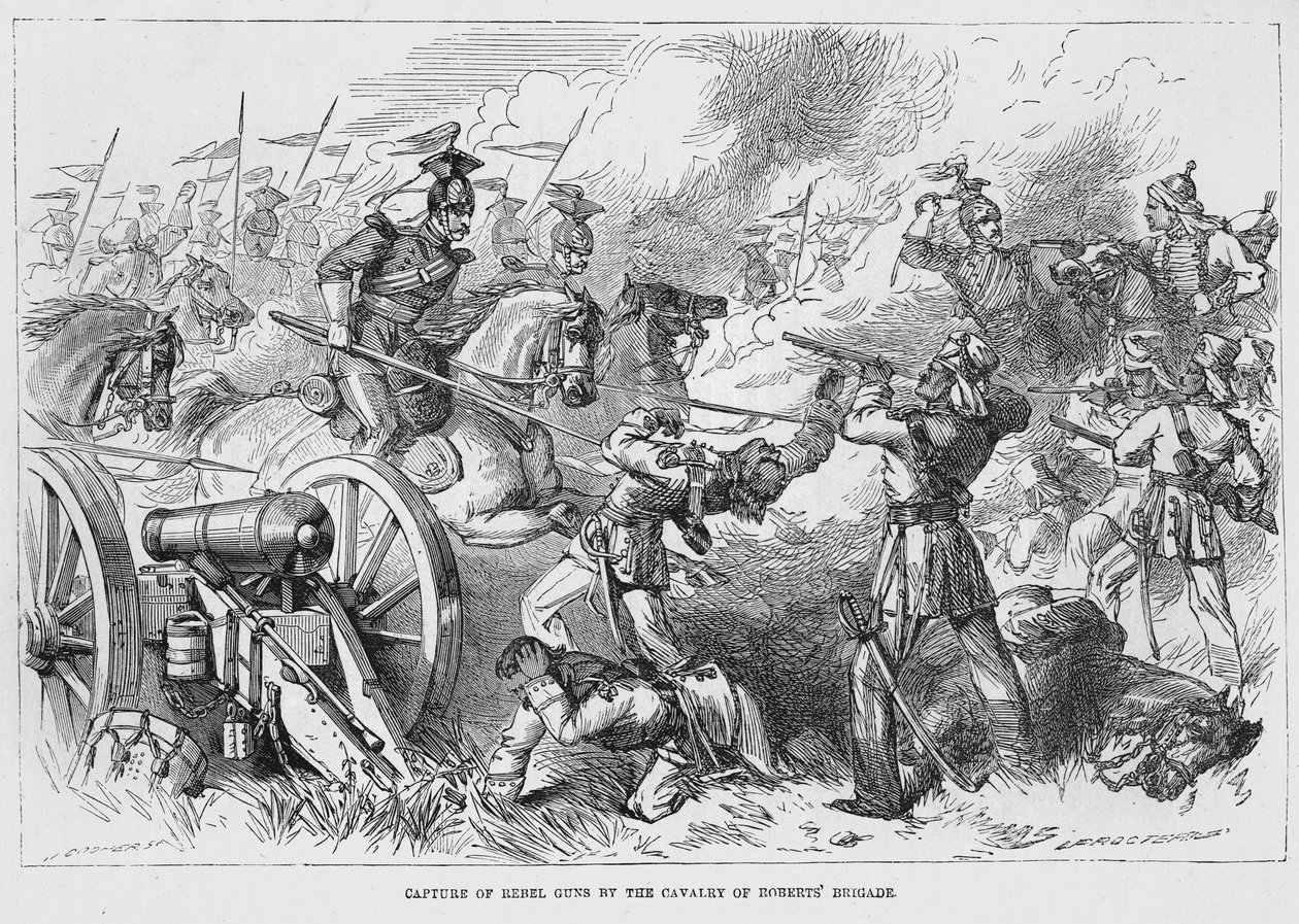 Capture des canons rebelles par la cavalerie de la brigade de Roberts - English School