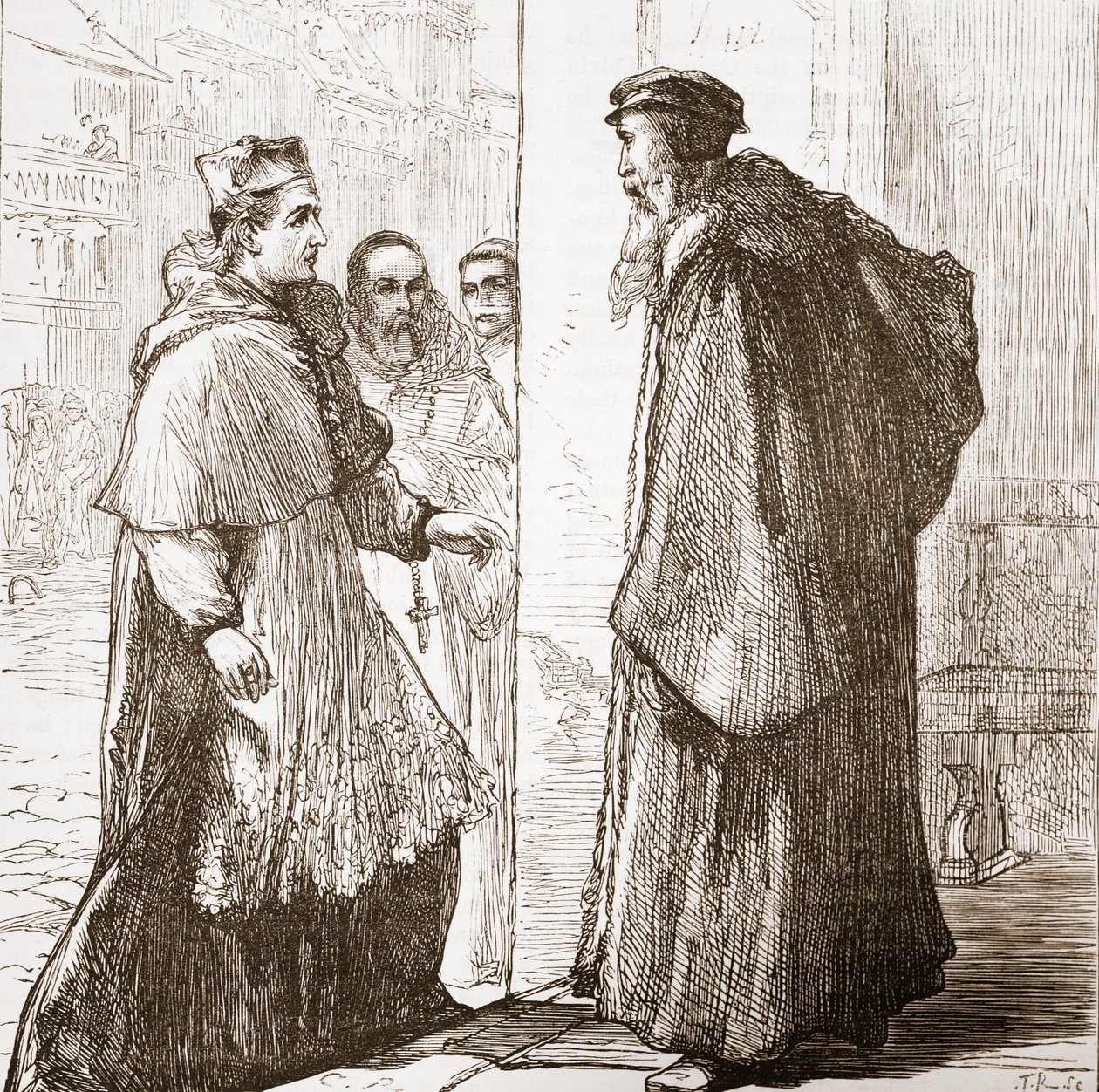 Le cardinal Sadolet rend visite à Calvin, illustration de L