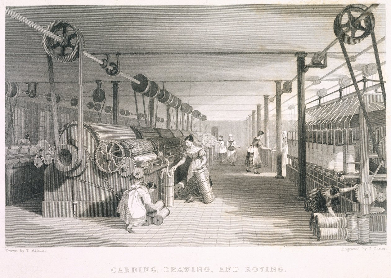 Cardes, dessins et textiles de ratissage (gravure) - English School