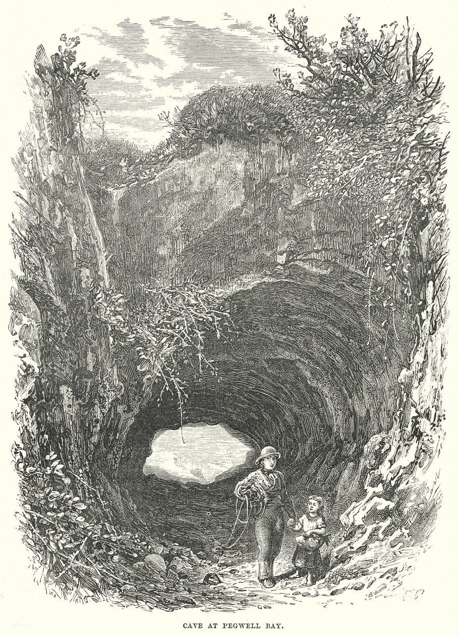 Grotte de la baie de Pegwell (gravure) - English School