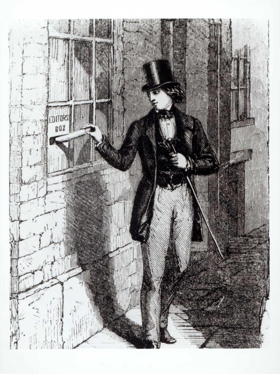 Charles Dickens (1812-70) soumettant ses histoires - English School