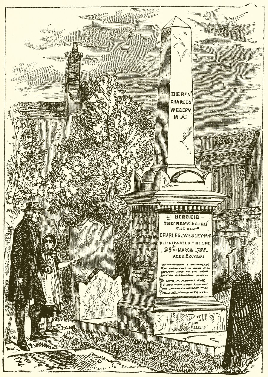 Charles Wesley, pierre tombale (gravure) - English School