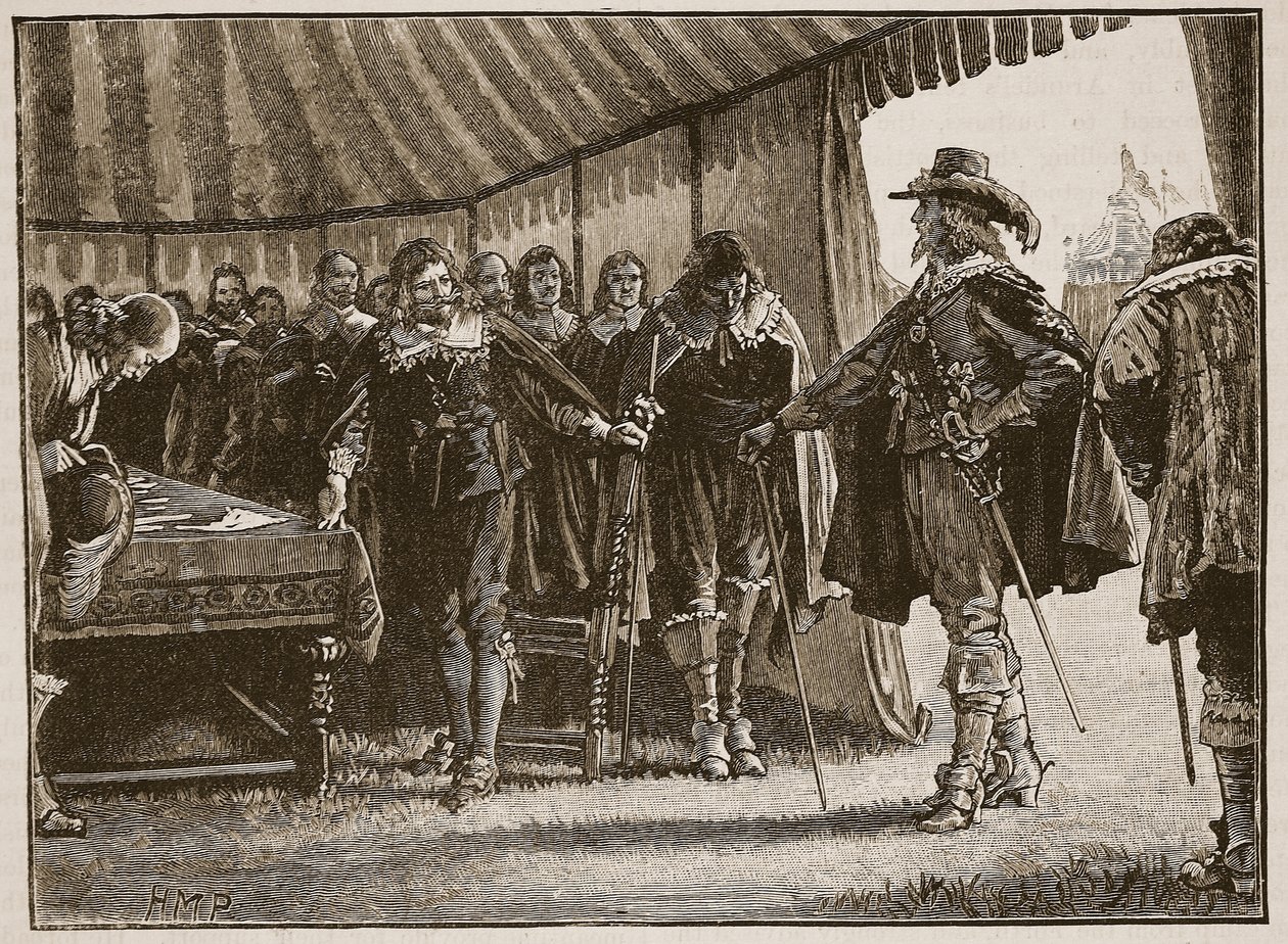 Charles et les commissaires écossais, illustration de Cassells Illustrated History of England - English School