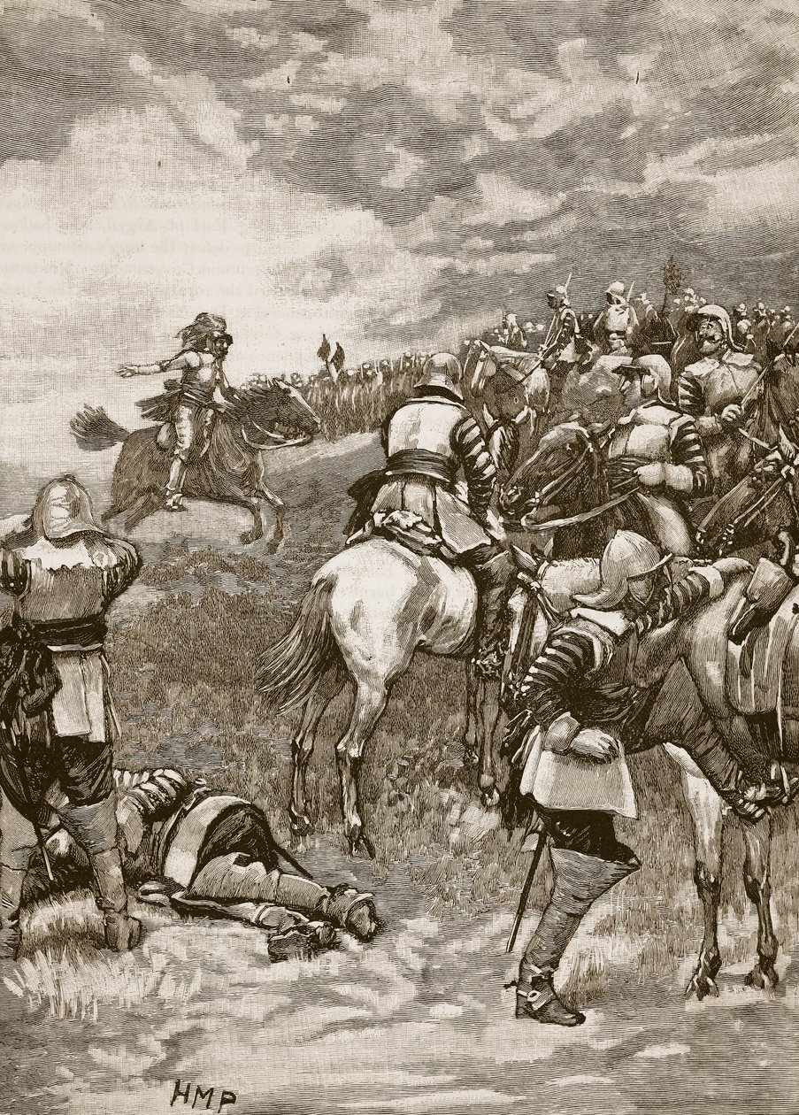 Charles à la bataille de Naseby, illustration de Cassells Illustrated History of England - English School