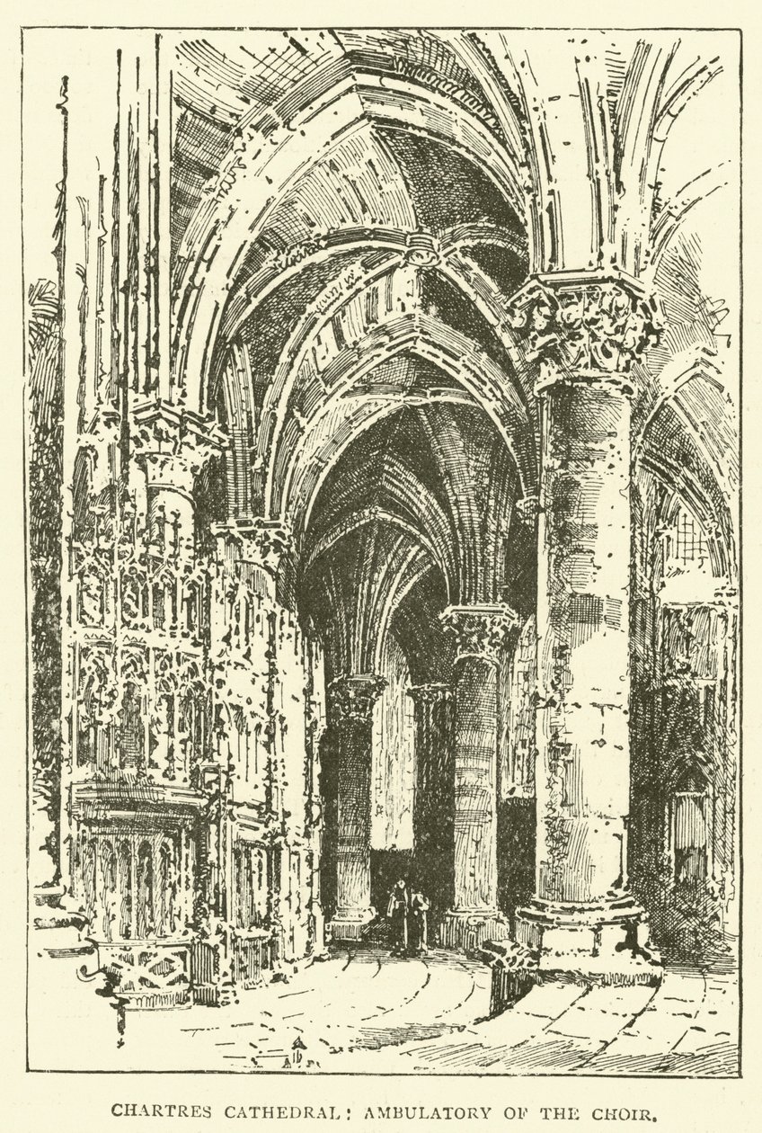 Cathédrale de Chartres, déambulatoire du chœur (gravure) - English School