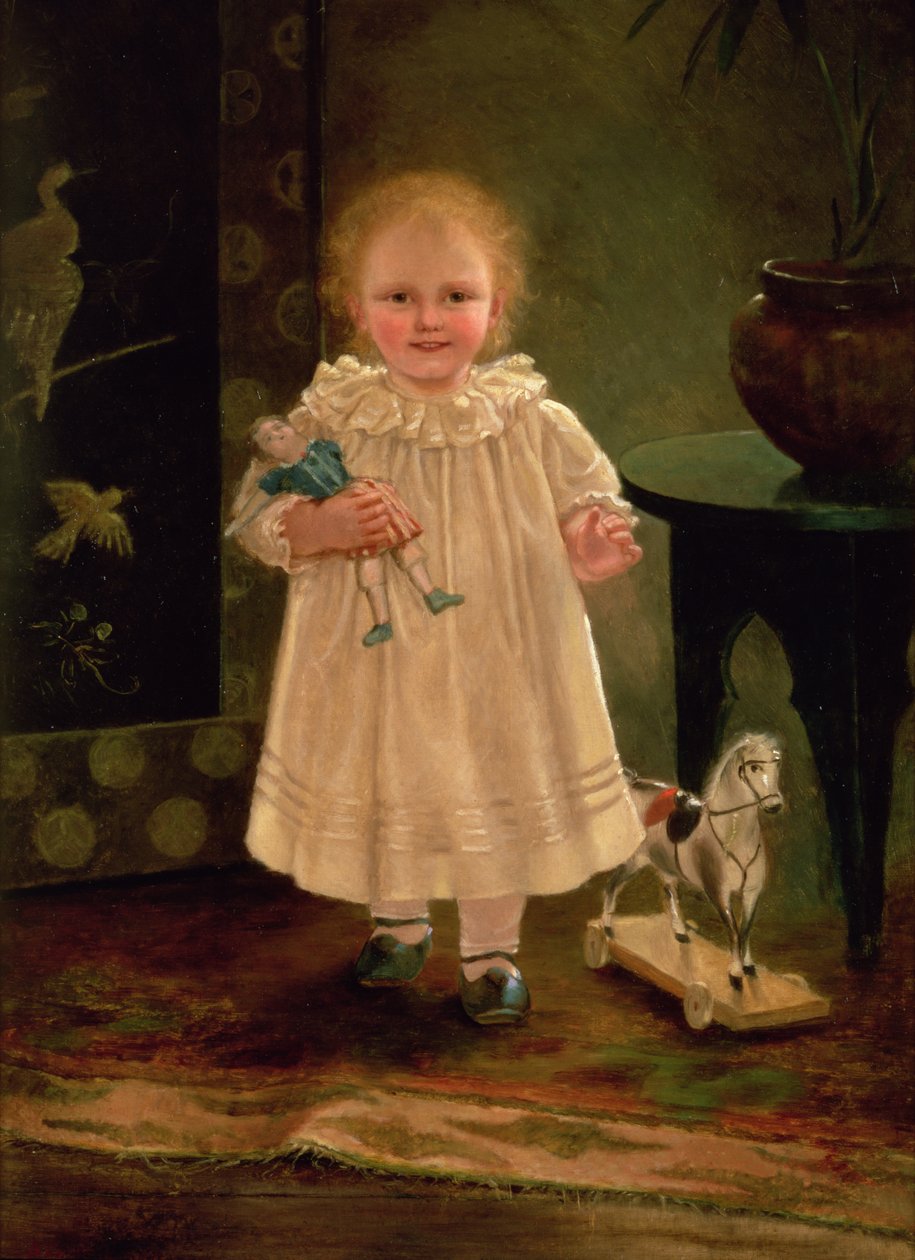 Enfant avec une poupée et un cheval jouet, c.1840 - English School
