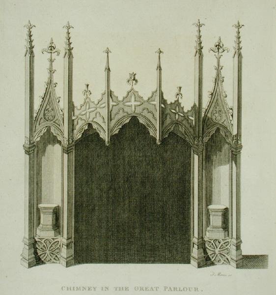 Cheminée dans le grand salon de Strawberry Hill, gravée par T. Morris, tiré de 