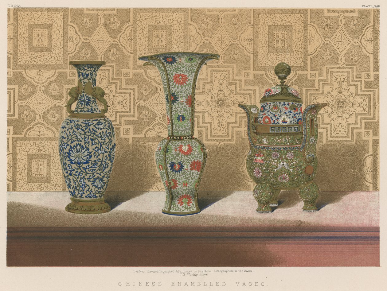 Vases émaillés chinois (chromolitho) - English School
