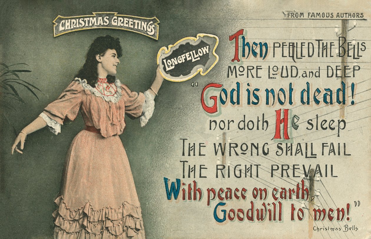 Carte de vœux de Noël (lithographie couleur) - English School