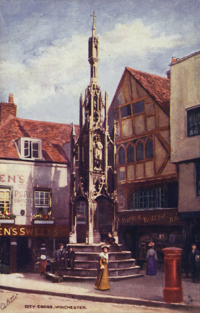 City Cross, Winchester (lithographie couleur) - English School