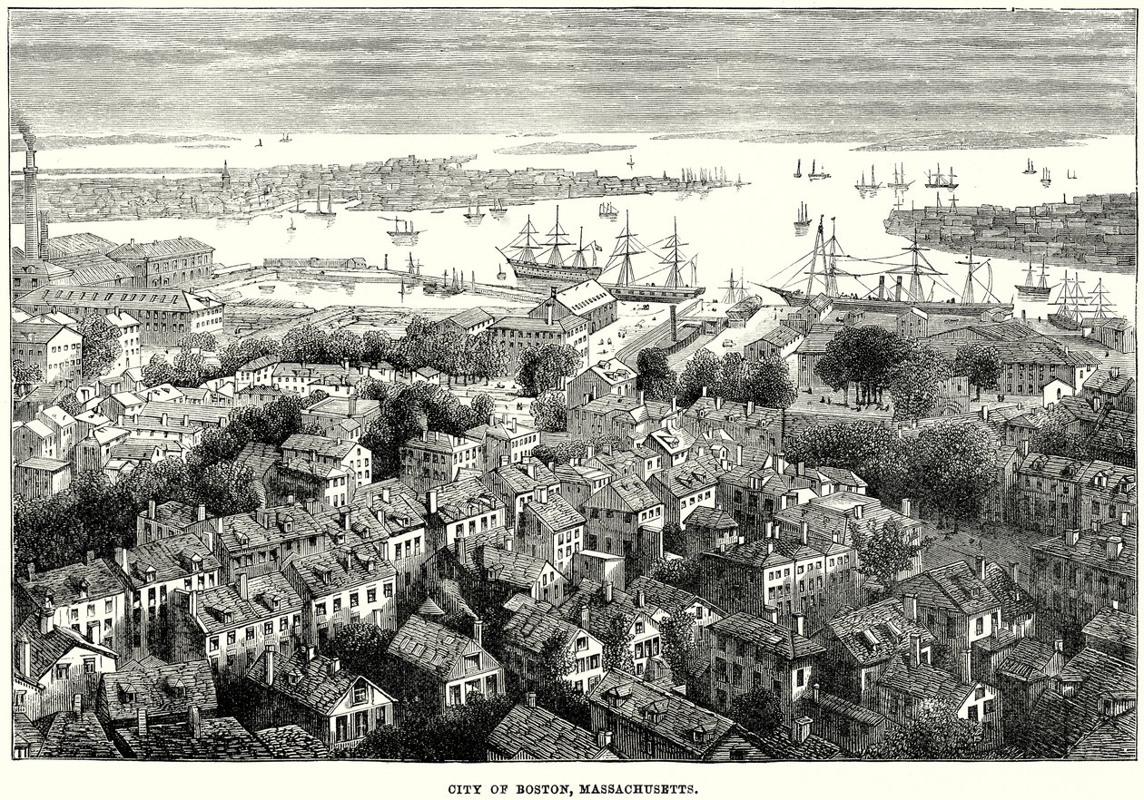 Ville de Boston, Massachusetts (gravure) - English School