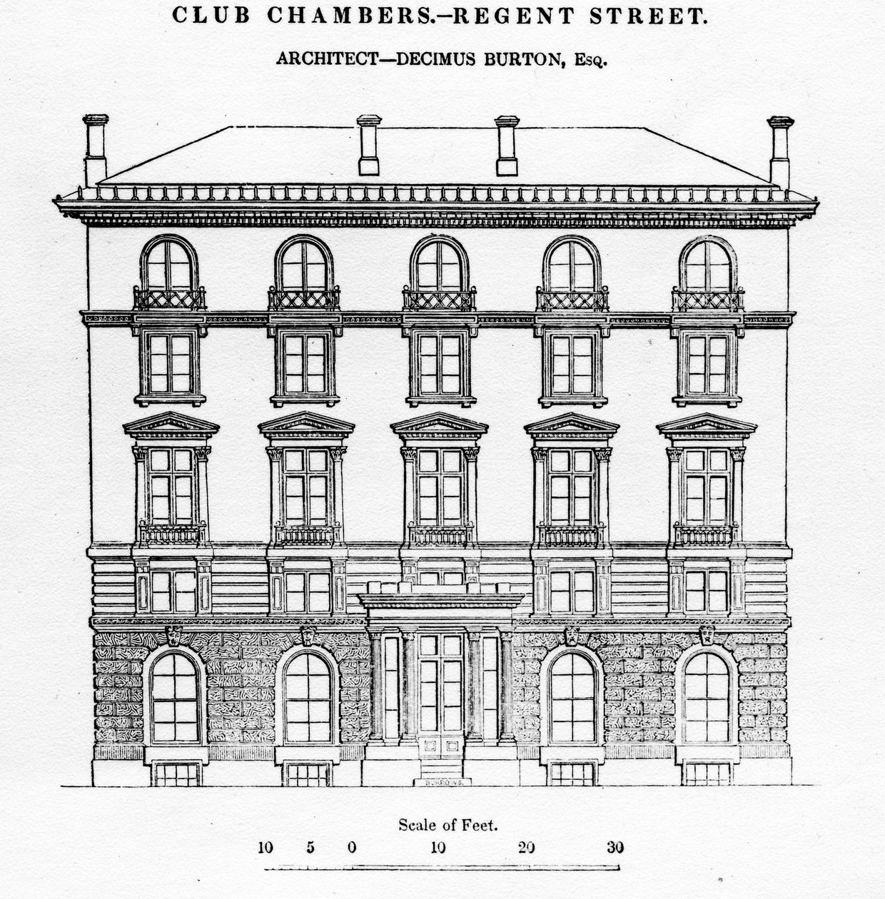 Club Chambers, Regent Street, 1839 - English School