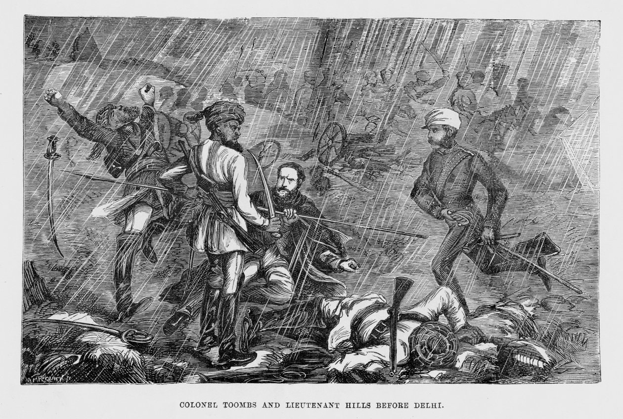Le colonel Tombs et le lieutenant Hills devant Delhi - English School
