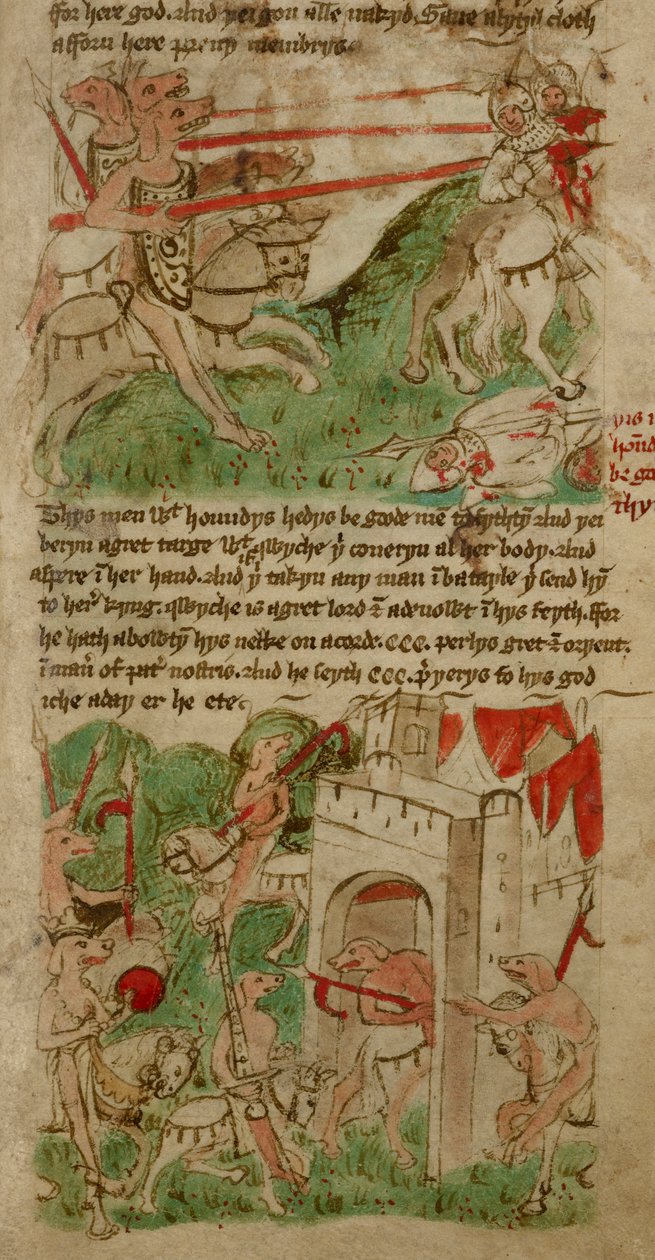 Dessins colorés représentant les Cynocéphales de l