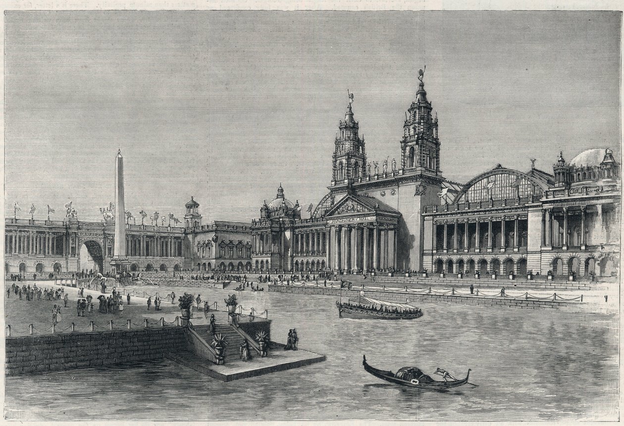 Exposition universelle de Chicago 1893 : le hall des machines - Gravure de 1893 dans « The Graphic » - English School