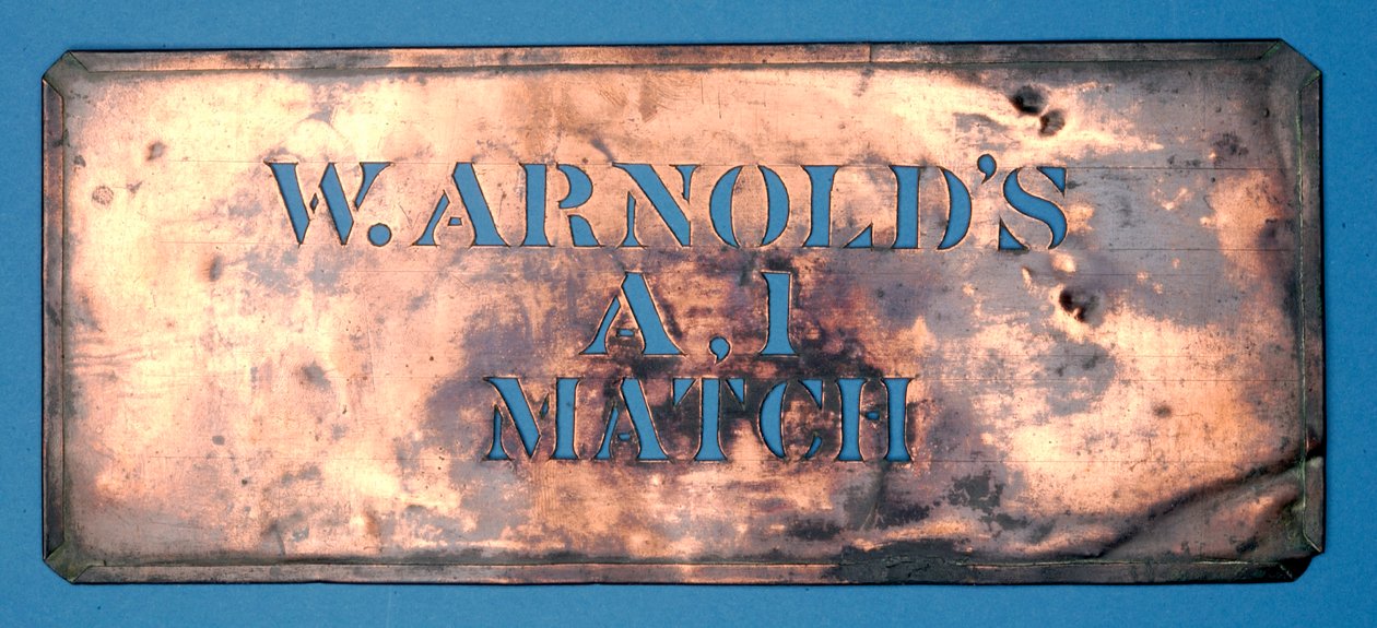 Pochoir en cuivre de W. Arnolds A,1 Match - English School