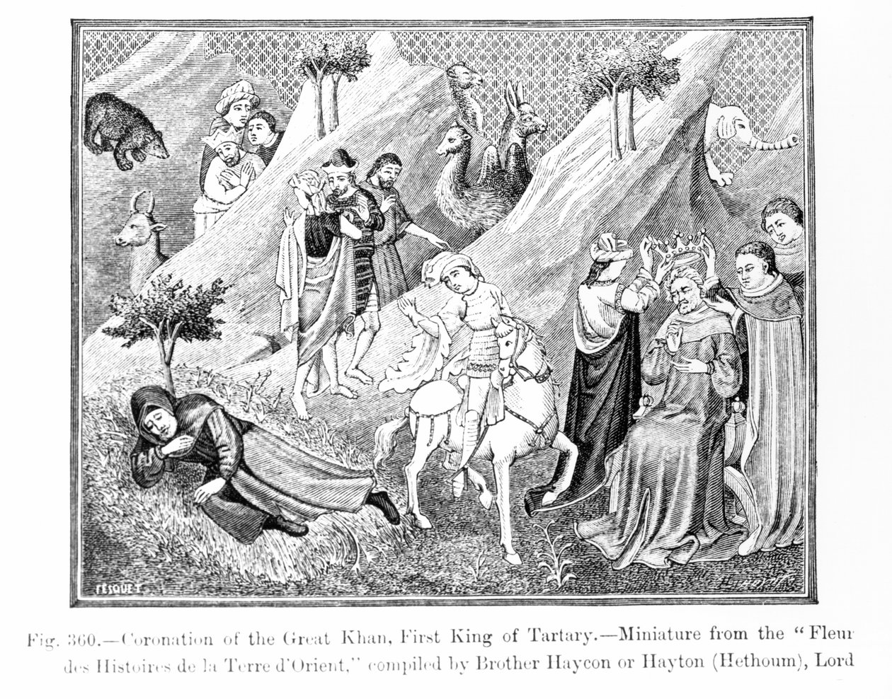 Couronnement du Grand Khan (Kublai Khan) (1214-94) Premier Roi de Tartarie, de la Fleur des Histoires de la Terre d