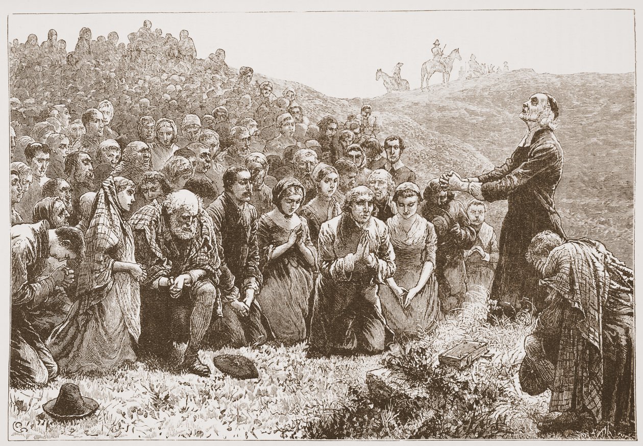 Covenanters adorant sur les rives de la Whitadder, illustration de L