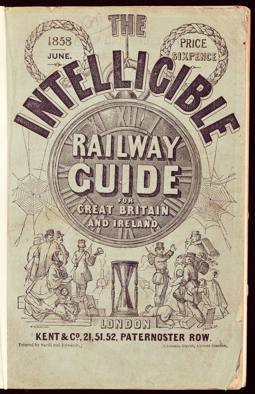 Couverture de "The Intelligible Railway Guide", juin 1858 (impression) - English School