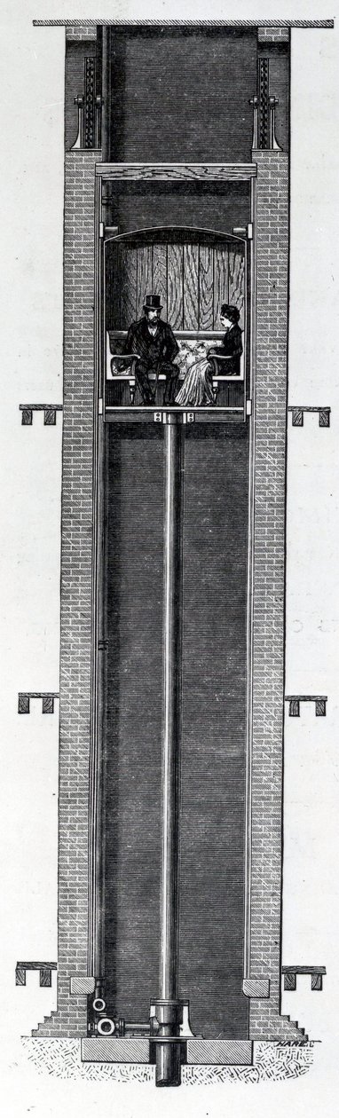 Ascenseurs hydrauliques automatiques améliorés de Coyler, 19ème siècle - English School