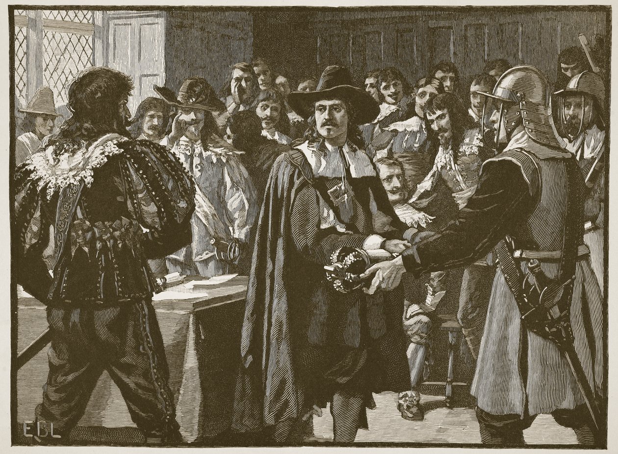 Cromwell dissolvant le Long Parlement (illustration de Cassells Illustrated History of England) - English School