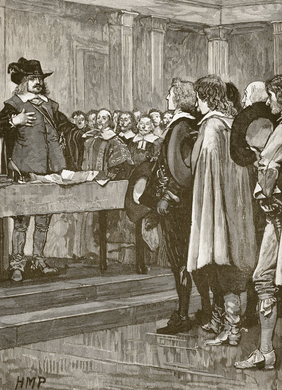 Cromwell refusant la couronne (illustration de Cassells Illustrated History of England) - English School