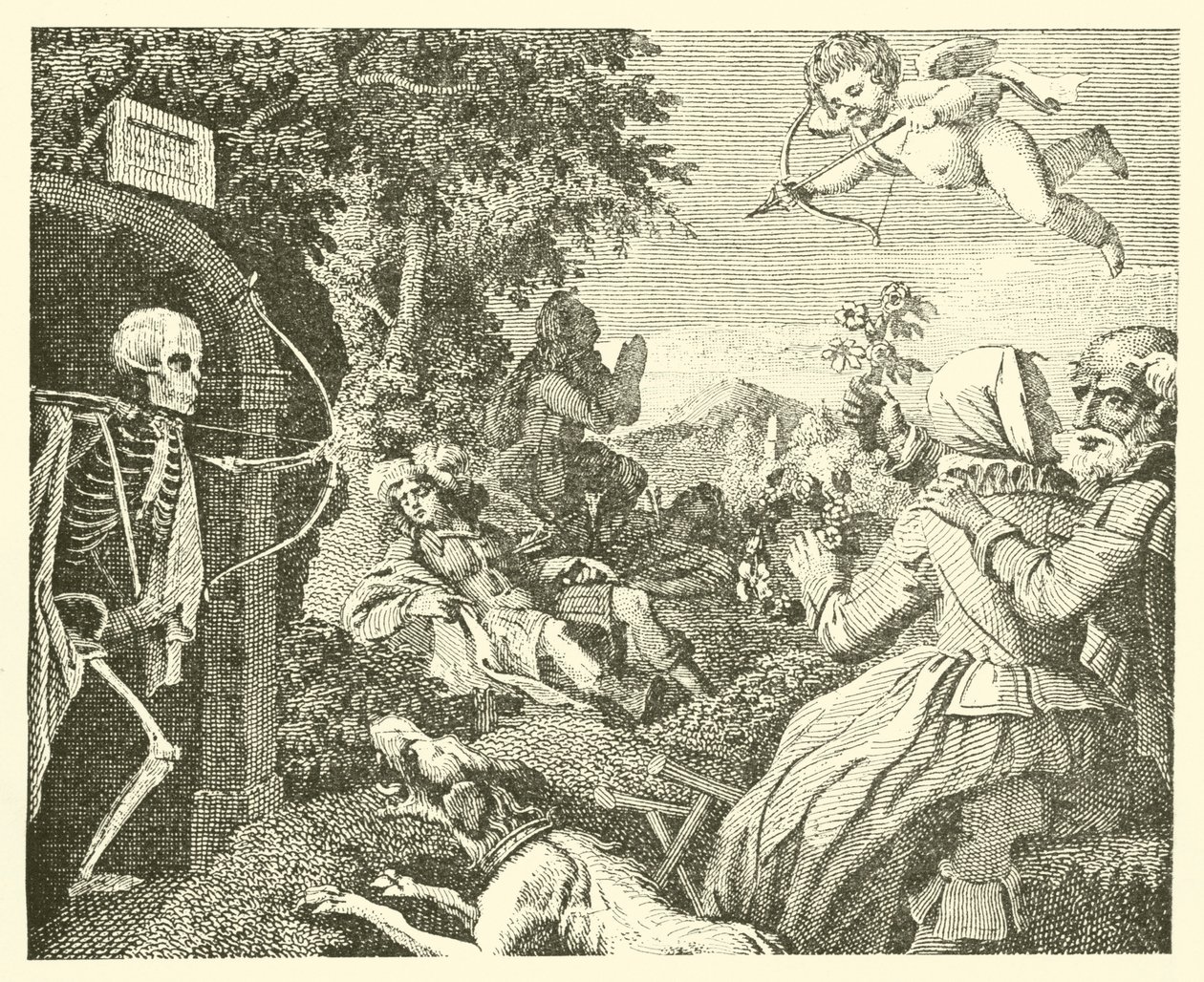 Cupidon et la mort (gravure) - English School