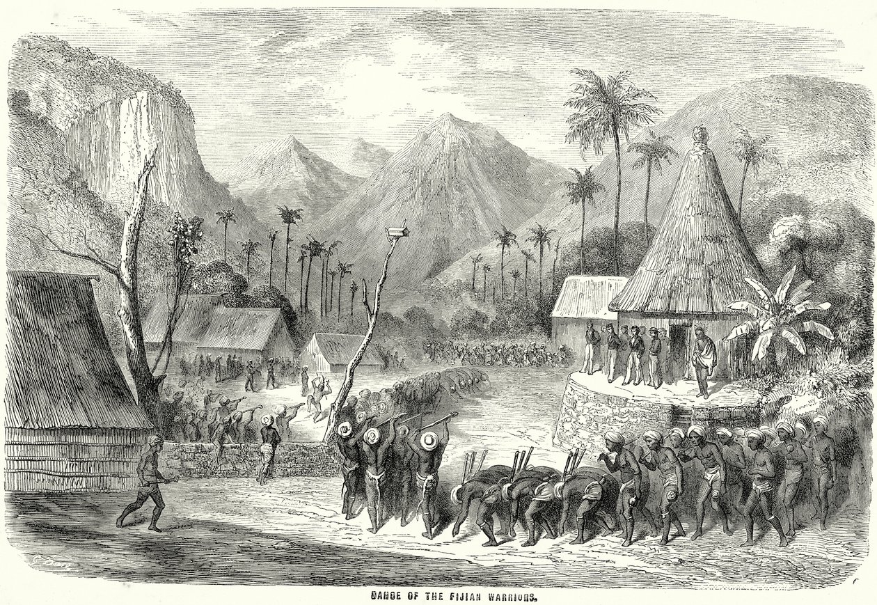 Danse des guerriers fidjiens (gravure) - English School