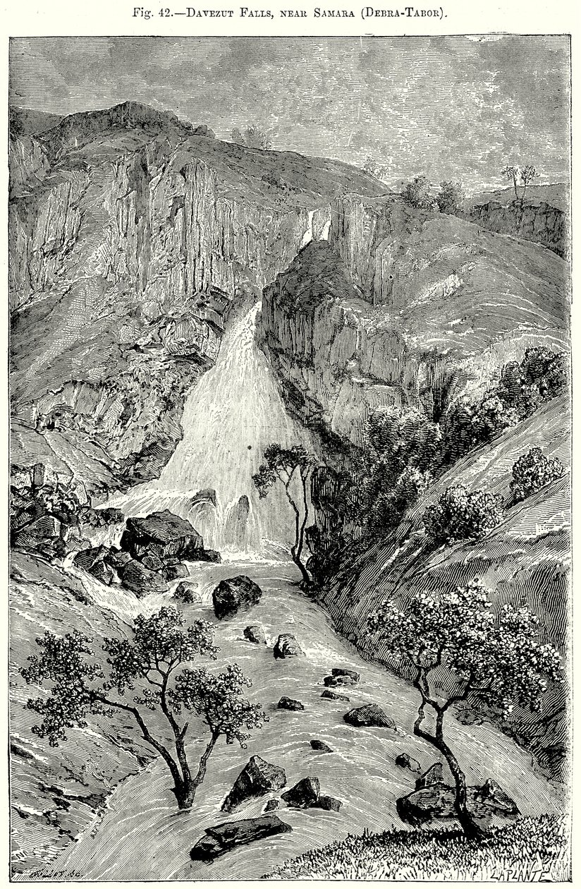 Chutes de Davezut, près de Samara (Debra-Tabor) (gravure) - English School