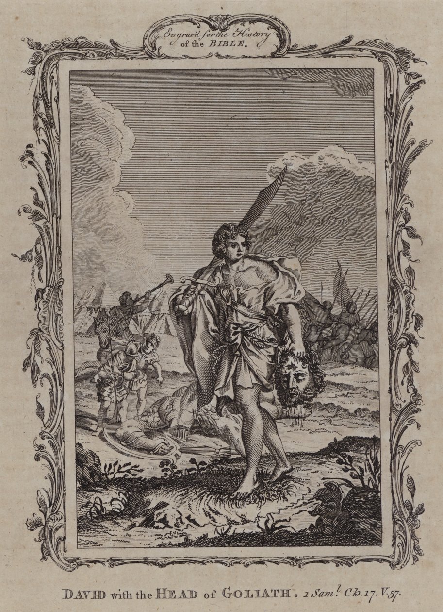 David avec la tête de Goliath (gravure) - English School