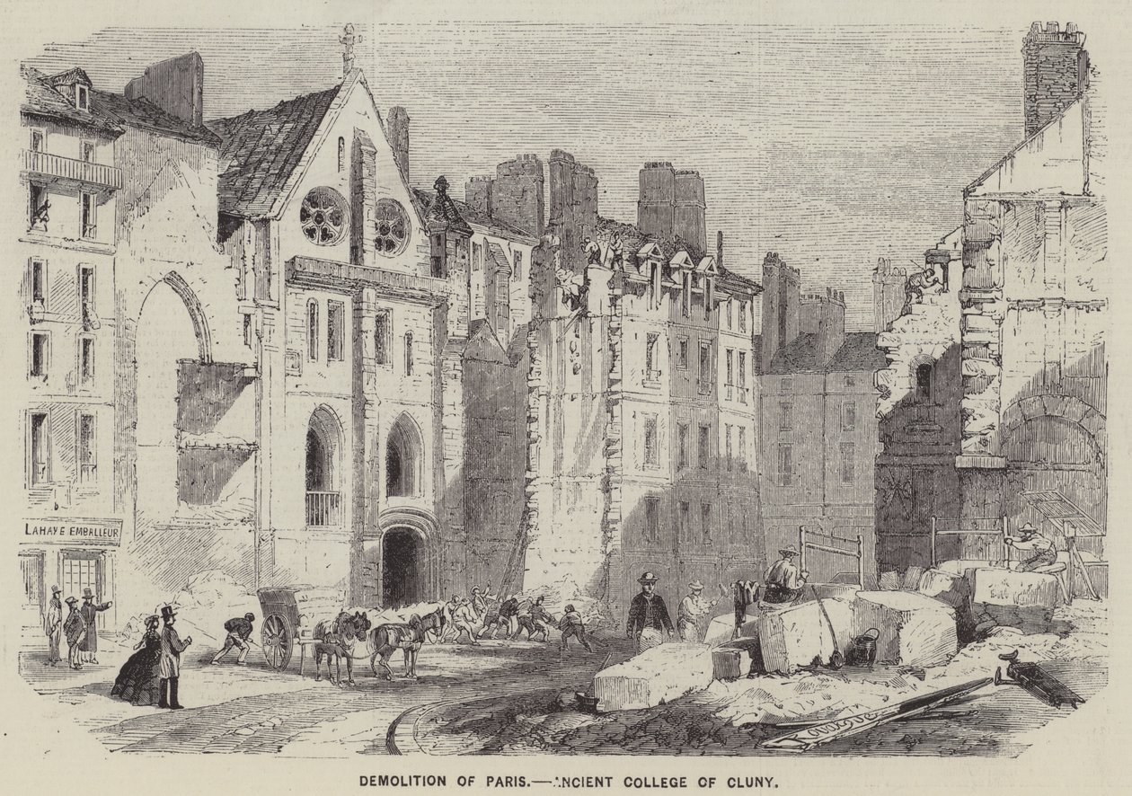 Démolition de Paris, Ancien Collège de Cluny (gravure) - English School