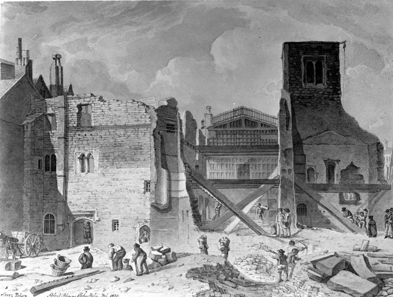 Démolition du palais de Savoy, Westminster, Londres, 1820 - English School