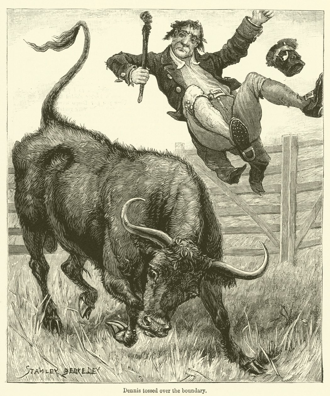 Dennis jeté sur la frontière (gravure) - English School