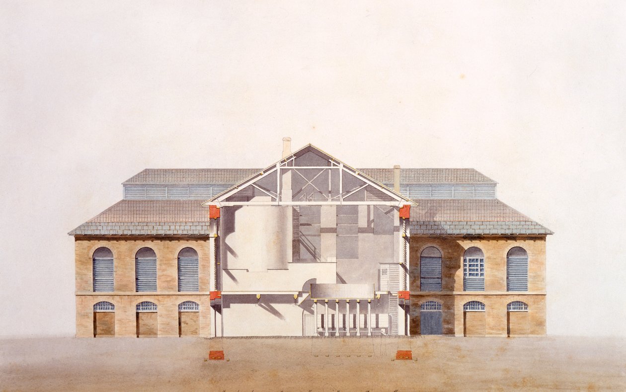 Conception pour la brasserie Stag, dessin manuscrit original des bureaux de George Saunders, vers 1807 - English School