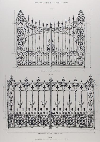 Conceptions pour des balustrades en fonte, de 
