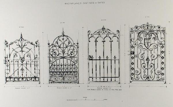 Conceptions pour des balustrades en fonte, de 