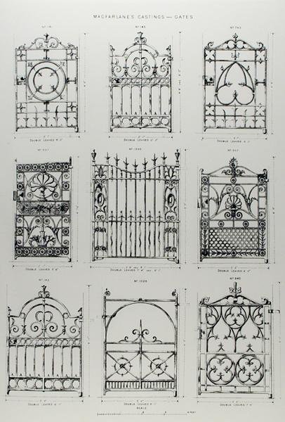 Conceptions pour des balustrades en fonte, de 