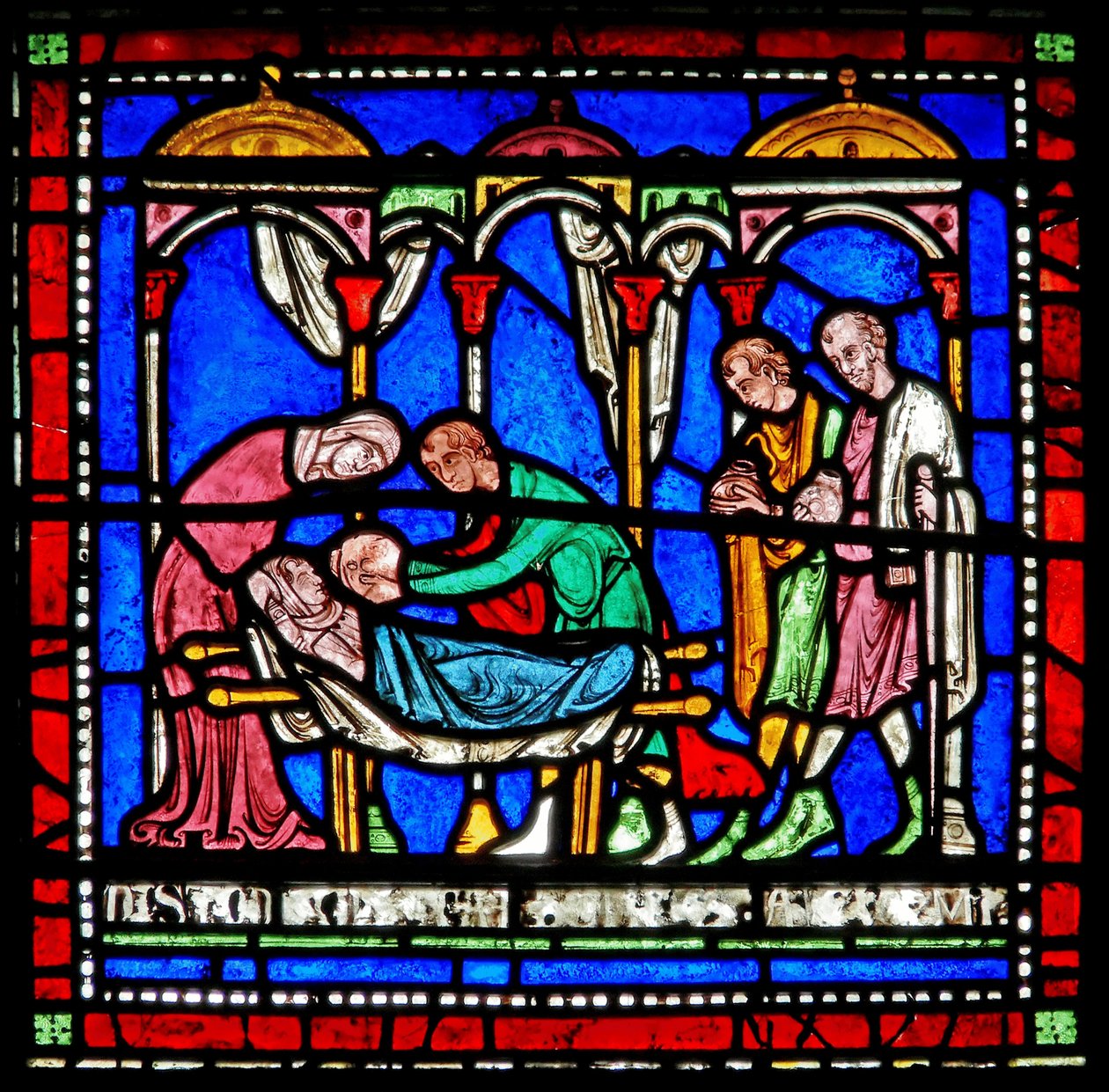 (détail) de la fenêtre du Miracle : histoire de Richard de Sunieve - English School