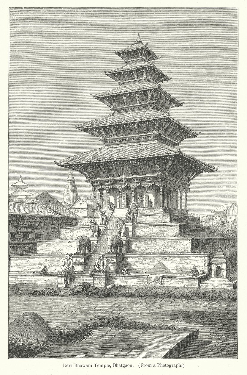 Temple Devi Bhowani, Bhatgaon (gravure) - English School