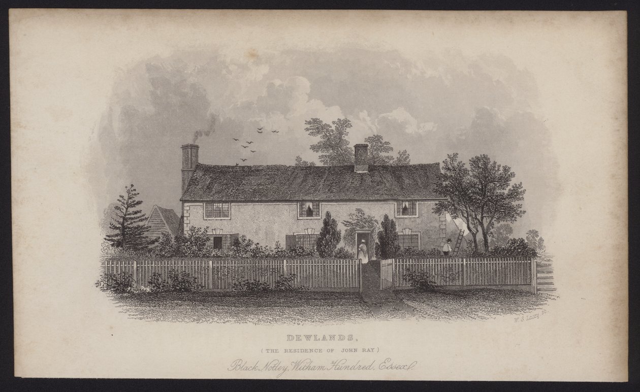 Dewlands, la résidence de John Ray, Black Notley, Witham Hundred, Essex (gravure) - English School