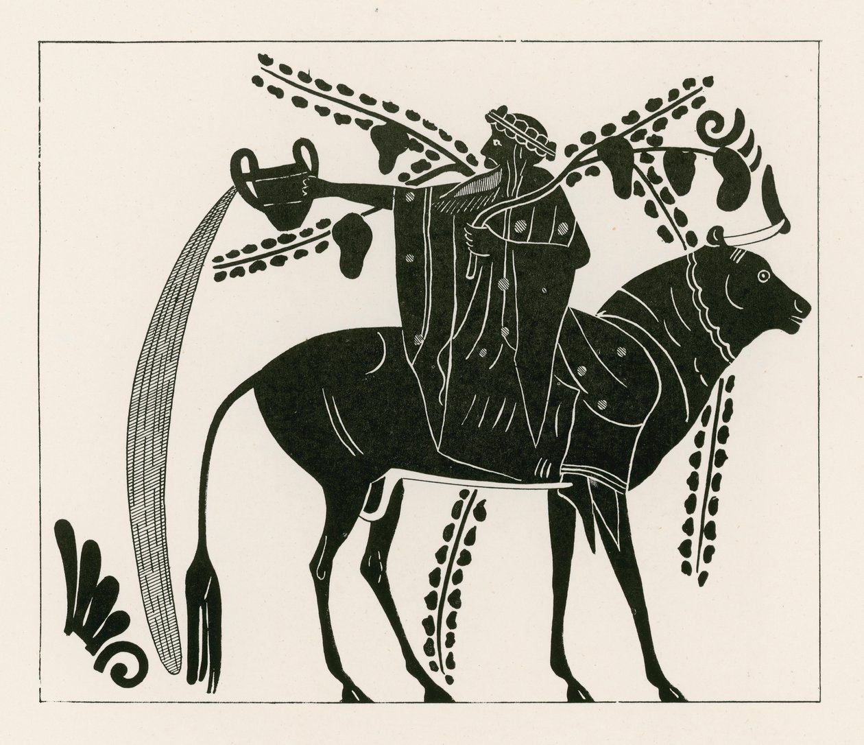 Dionysos chevauchant un taureau (gravure) - English School