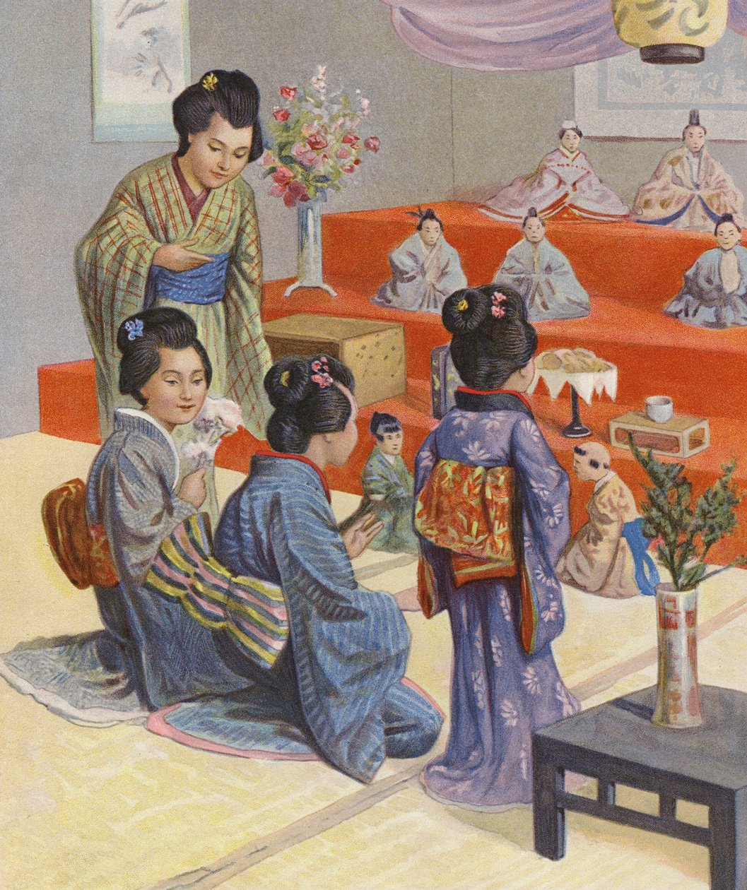 Festival de poupées au Japon (lithographie couleur) - English School