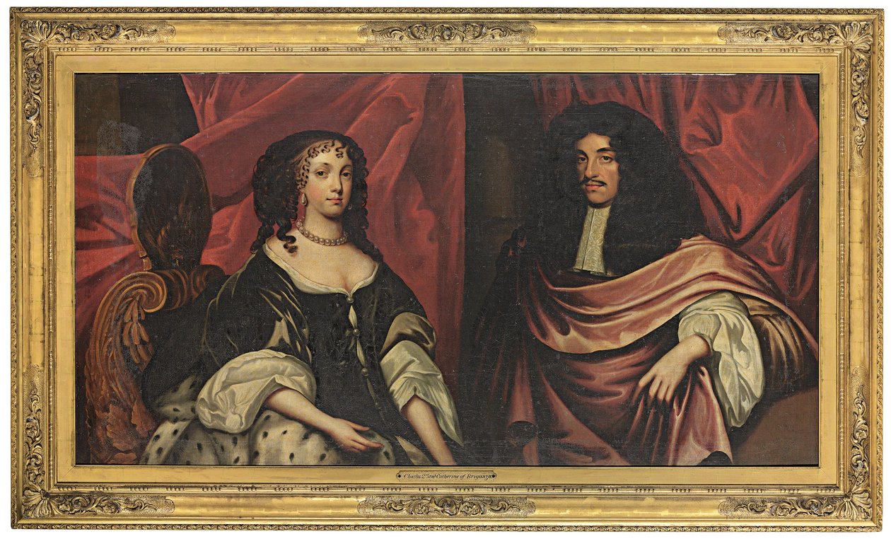 Double portrait du roi Charles II et de Catherine de Bragance, vers 1665 - English School