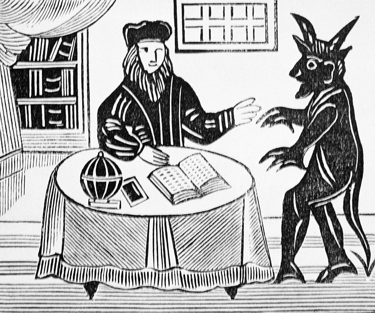 Dr. Faustus en conseil avec le diable, de la traduction de Dr. Faustus par Christopher Marlowe (1564-93) 1648 d