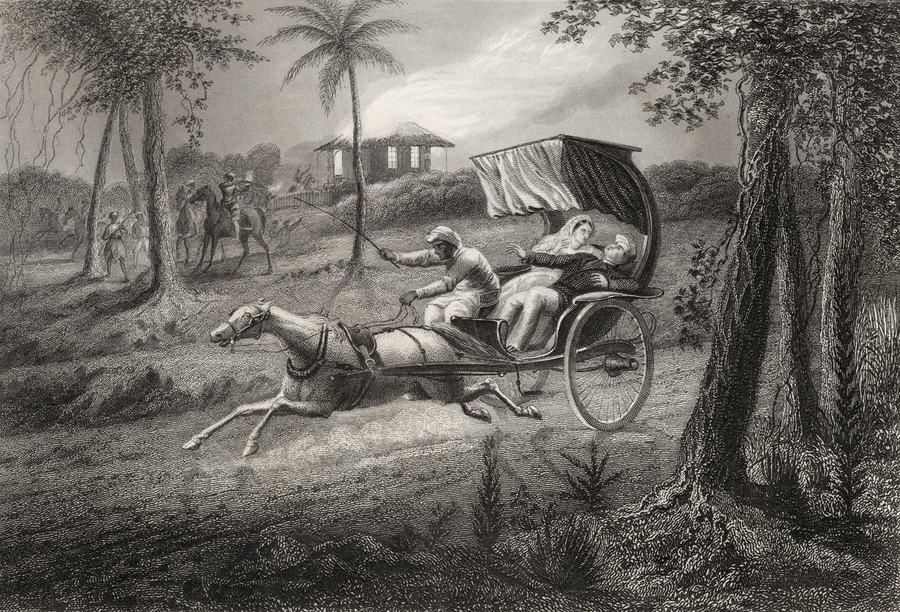 Le Dr Graham abattu dans son buggy par les mutins de Sealkote en 1857, de 